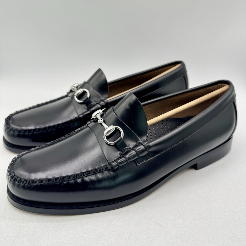 G.H. Bass Lincoln Weejuns Loafers Men's Size 10 EE Wide Black Leather Silver